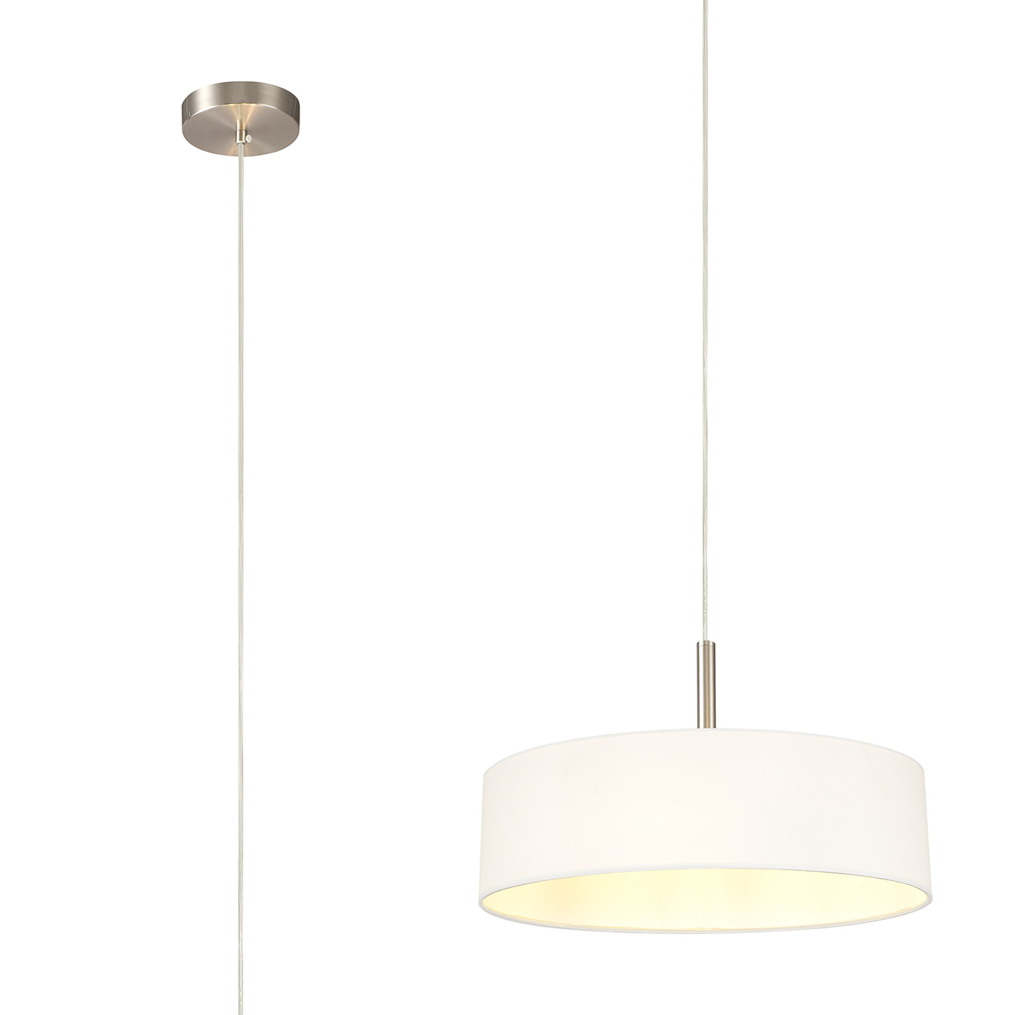 DK0721  Baymont 45cm 3 Light Pendant Satin Nickel, White